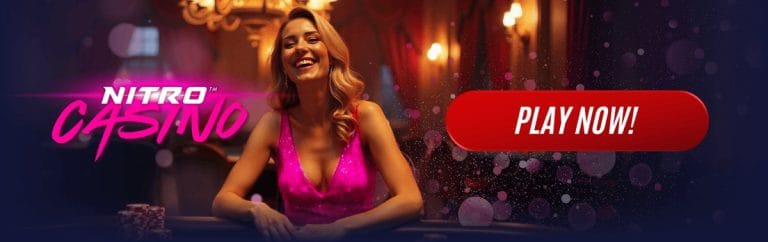 Woman smiling at casino table with Nitro Casino.  Nitro Casino Online